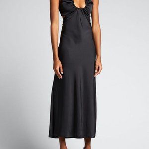 A.L.C. Sienna Ruched Satin Halter Dress BLACK 2 NWT